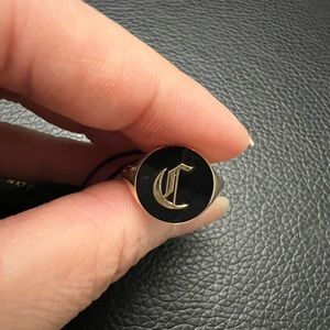 Golden Clef Gothic Initial Signet Ring (Letter C)